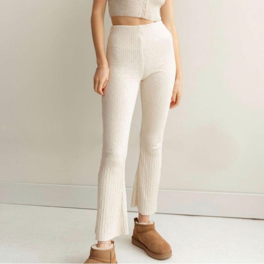 Urban Outfitters Flare Comfy Cream Pants Knit Size XS